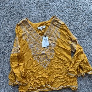 Mustard Yellow Ruffled Puff Sleeve Blouse